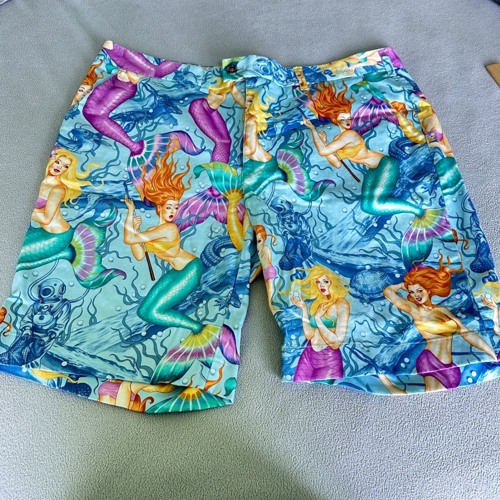 Loudmouth Golf Shorts Mens 40 Mermaid Sea Life Graphic Print Stretch 1410/00060